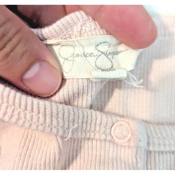 Jessica Simpson Baby Girl 3-6 Month Pink Stripe Ruffle Sleeveless Romper Shower - Picture 4 of 6